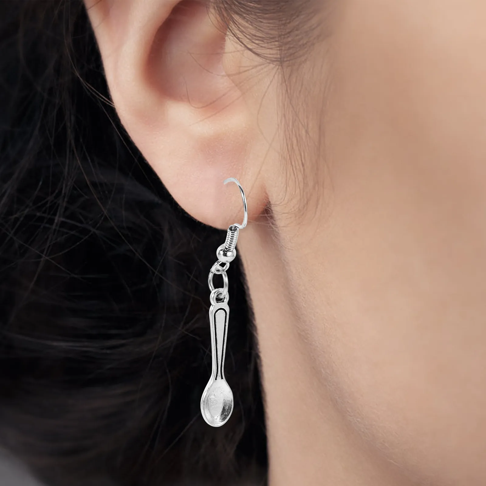 1Pair Spoon Earrings Women Elegance Dangle Drop Earrings Metal Fashion Jewelry Easy Match Outfit Birthday Christmas Gift Lady