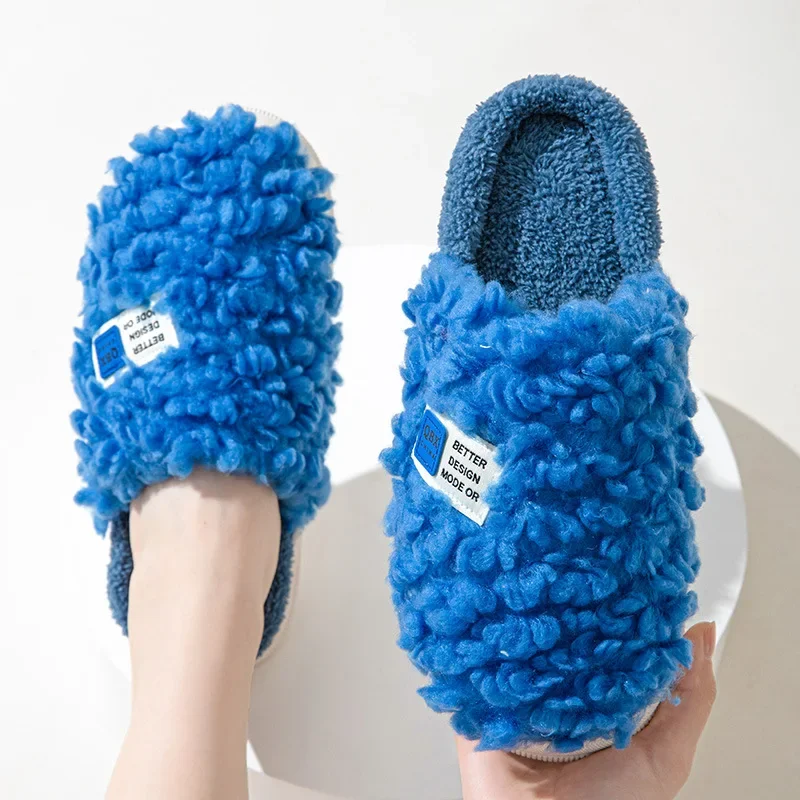 Winter Warm Indoor Fluffy Plush Home Slippers Cute  Women Men Girls Slippers Kawaii Flat Cartoo Slides Shoes
