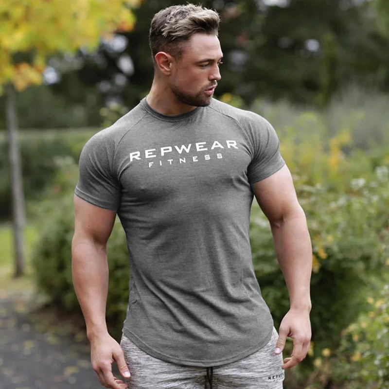 Mannen T-shirt Korte Mouw Shirts Voor Mannen Bodybuilding Workout Gym Casual Spier Tee