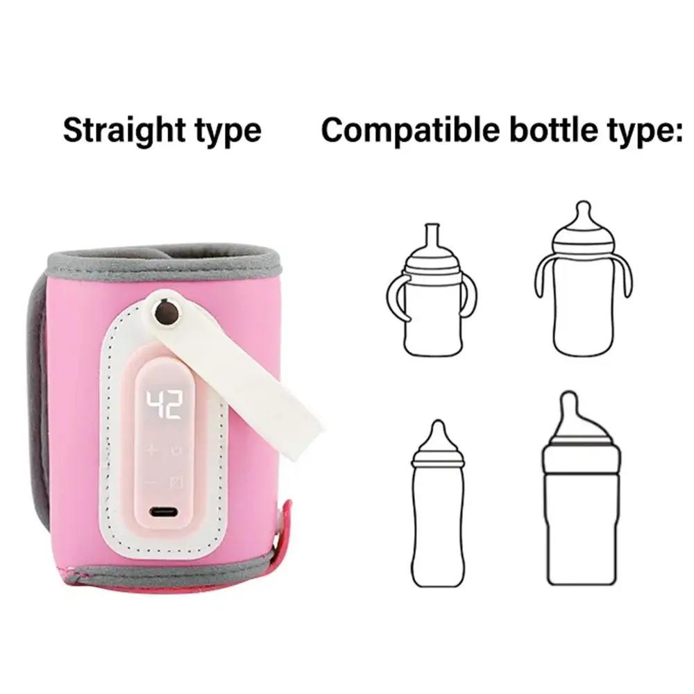 LED Display Portable Baby Bottle Warmer Smart Temperature Control Temperature Adjust Milk Bottle Insulation Sleeve Fast Heating