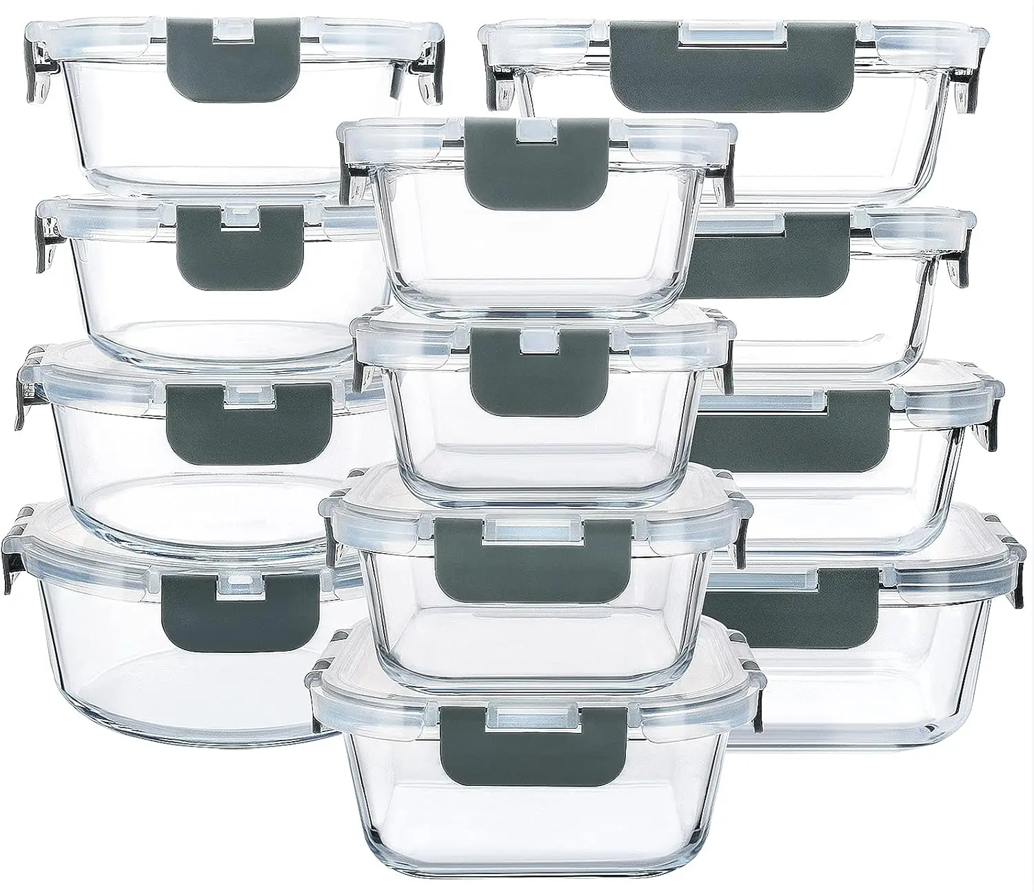 

M MCIRCO 24-Piece Glass Food Storage Containers with Upgraded Snap Locking Lids,Glass Meal Prep Containers Set - Airtight Lunch