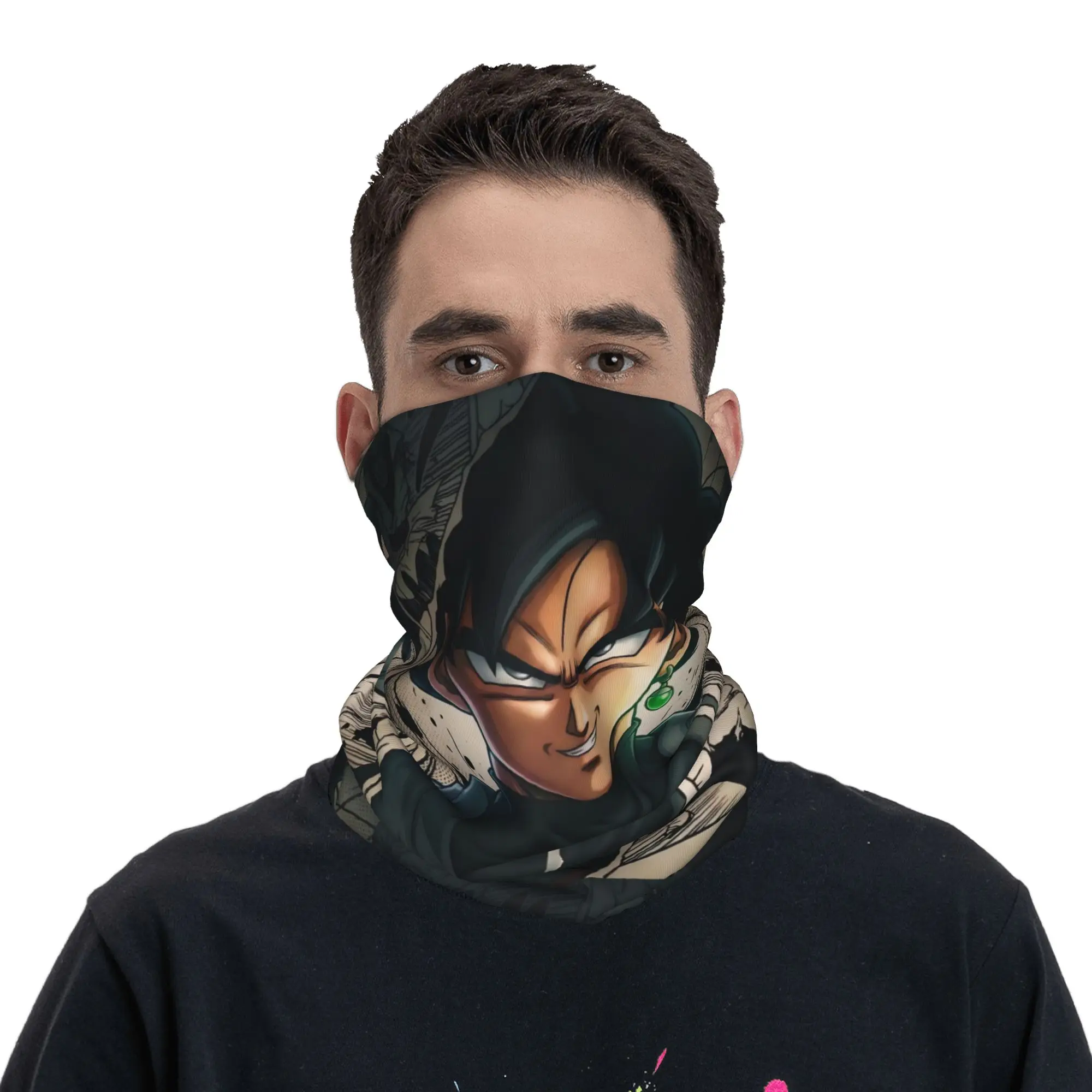 

DragonBalls Black Goku Bandana Neck Gaiter Printed Out Of The Comic Mask Scarf Multi-use Headwear Running Unisex Breathable