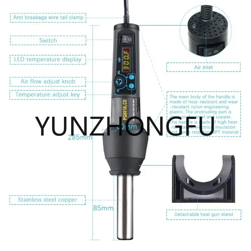 

650 W LCD electronically adjustable soldering station for warm air soldering SMD IC BGA + Beam 8018LCD 8858