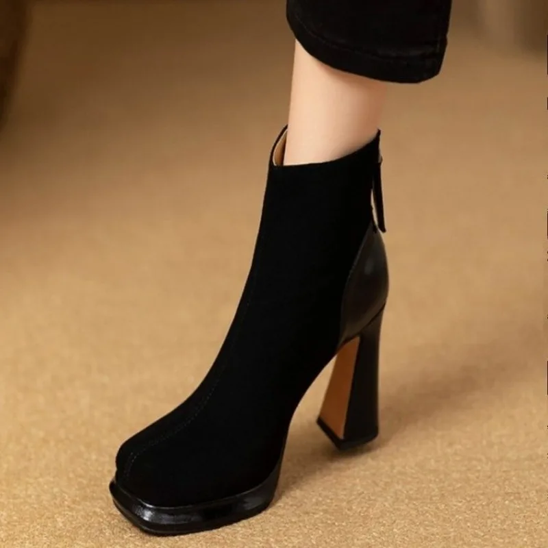 الفرنسية المتخصصة تصميم تحسس صندل بكعب مكتنز أحذية الموضة النسائية تمتد نحيل الأحذية لطيف ومتعدد الاستخدامات عالية الكعب الجوارب #4