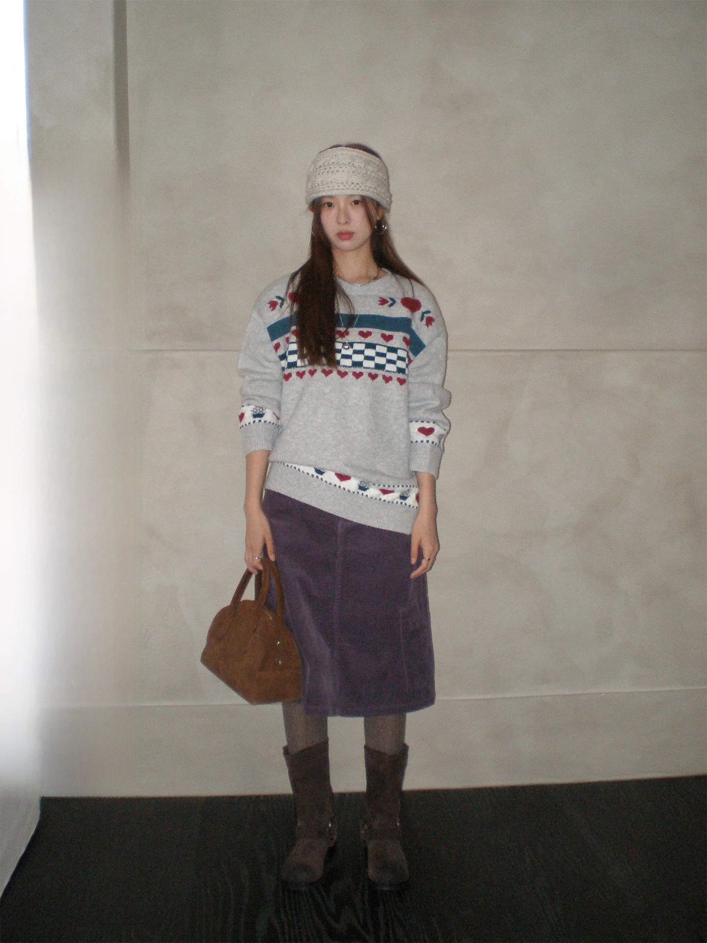 

COK Autumn Winter Commute Sle Women's Knitwear round Ne Fair Isle Patterned Inner Wear Heart id Fluffy Sweater