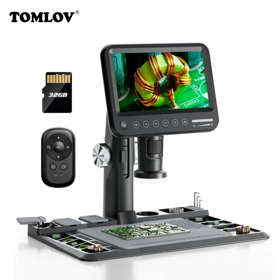 Microscópio Digital Eletrônico Estação de Solda Pro Microscópios Coin Lupa Ips 1600x 12mp 32gb Tomlov-trm101
