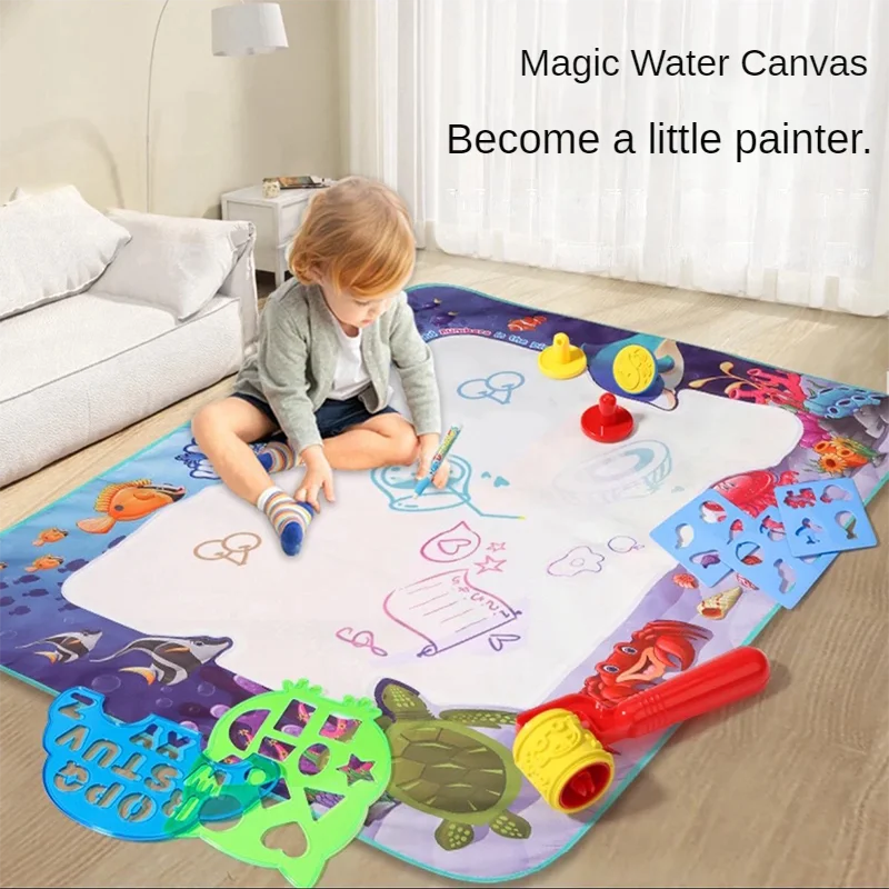 Tapis de dessin à l'eau magique 100x80CM, gribouillage à colorier avec stylos magiques réutilisables, planche de peinture Montessori, jouets éducatifs, cadeaux pour enfants