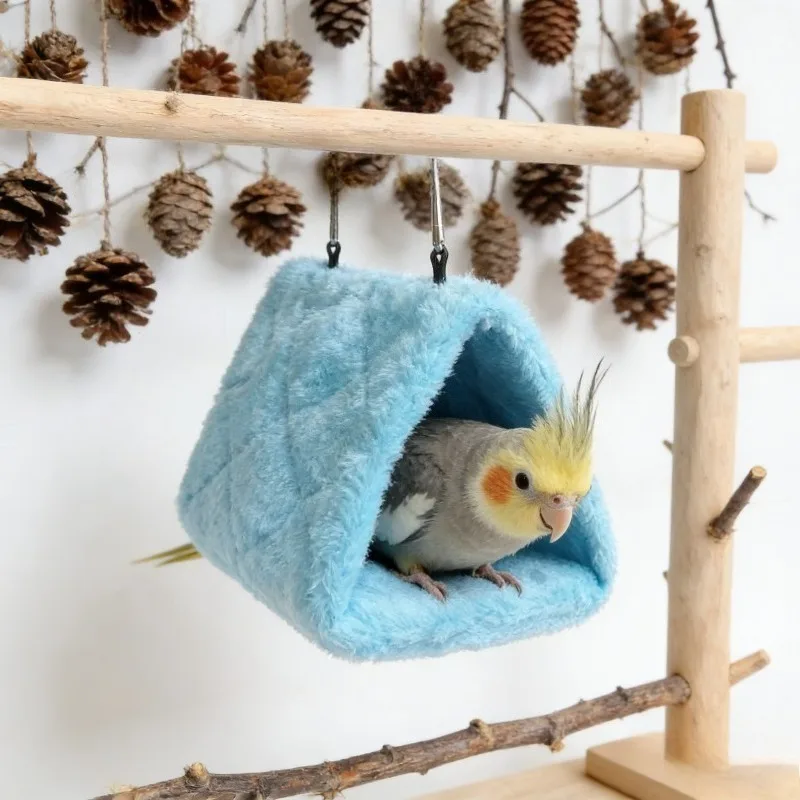 

Solid Color Cotton Velvet Triangular Hammock for Parrots Hanging Bird Nest Warm Soft Bed Cage Accessory Comfortable Perch