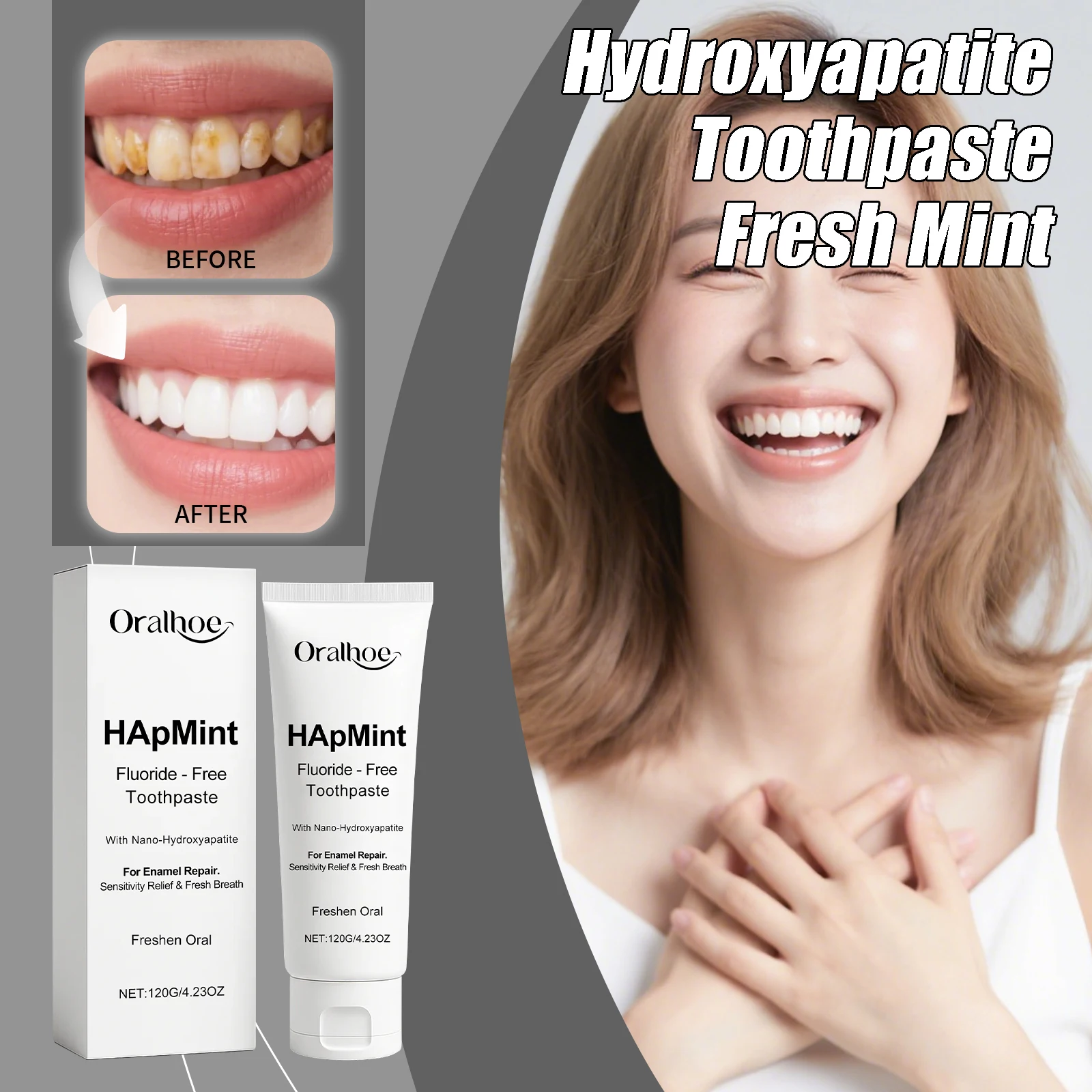معجون أسنان هيدروكسياباتيت معجون أسنان بالنعناع الطازج التنظيف العميق يزيل الأسنان الصفراء بشكل فعال معجون أسنان للعناية بالفم