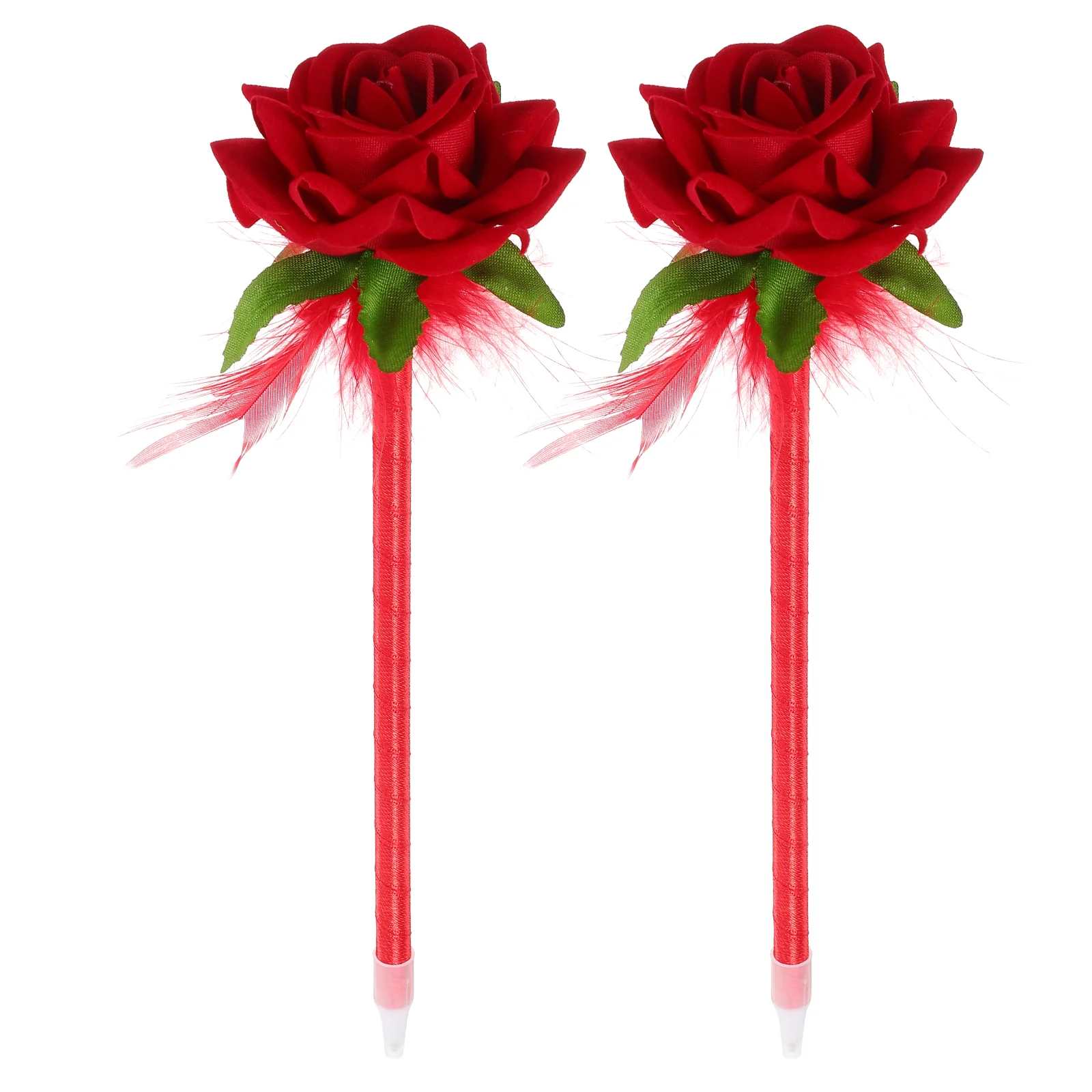 2 Pcs Rose Ballpoint Pen Cute Stationery Items Portable Ink Pens Funny Simulated Flower Writing Gift Sign Flowers Roses
