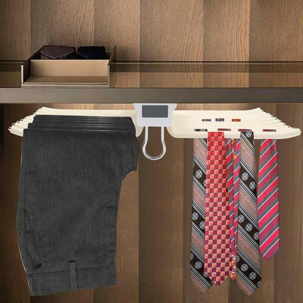 

Closet Pull Out Trousers Rack Double-Row 22 Arms Steel Pants Rack Pants Organizers Top Mounted Trousers Rack Space Saving
