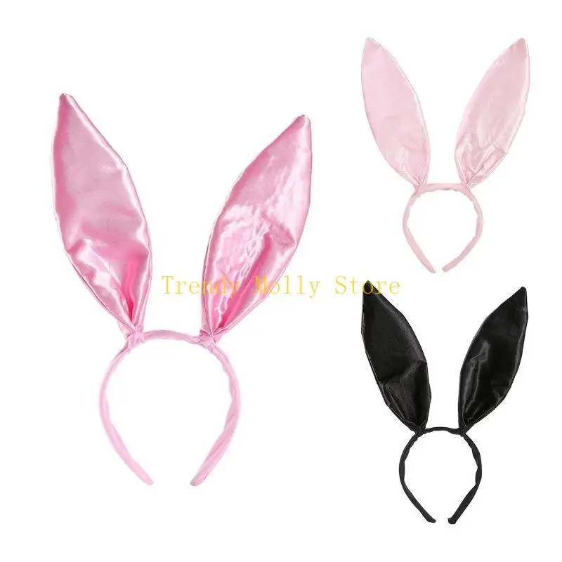N5KB Bunny Ear Hoofdband Satin Hair Hoop Bunny Cosplay Hoofdband Konijnoor Haarband