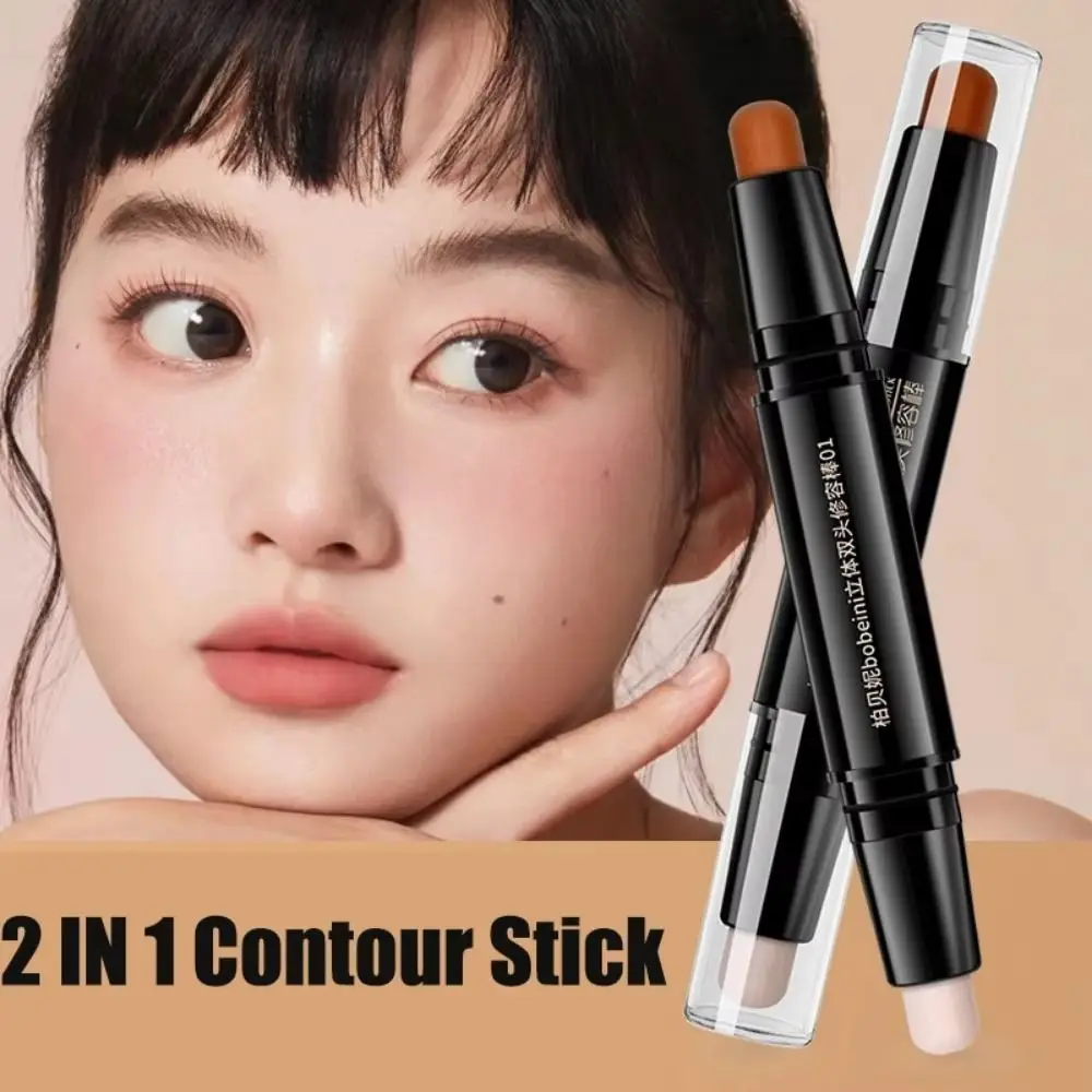 ใหม่ Double-headed V Face Contouring Stick 2-in-1 คอนซีลเลอร์ติดทนนานปากกาแต่งหน้า Face Brighten Stick