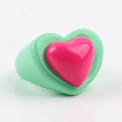 Korean Acrylic Large Sweet Heart Rings for Women Girls Trendy Candy Color Resin Chunky Rings Party Jewelry Accessories
