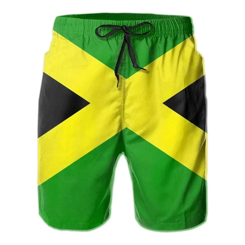 Women's Men's 3d Printed Jamaican Flag Swim Trunks Fashion Summer Beach Surf Board Shorts Quick Dry Sports Gym Short Pants