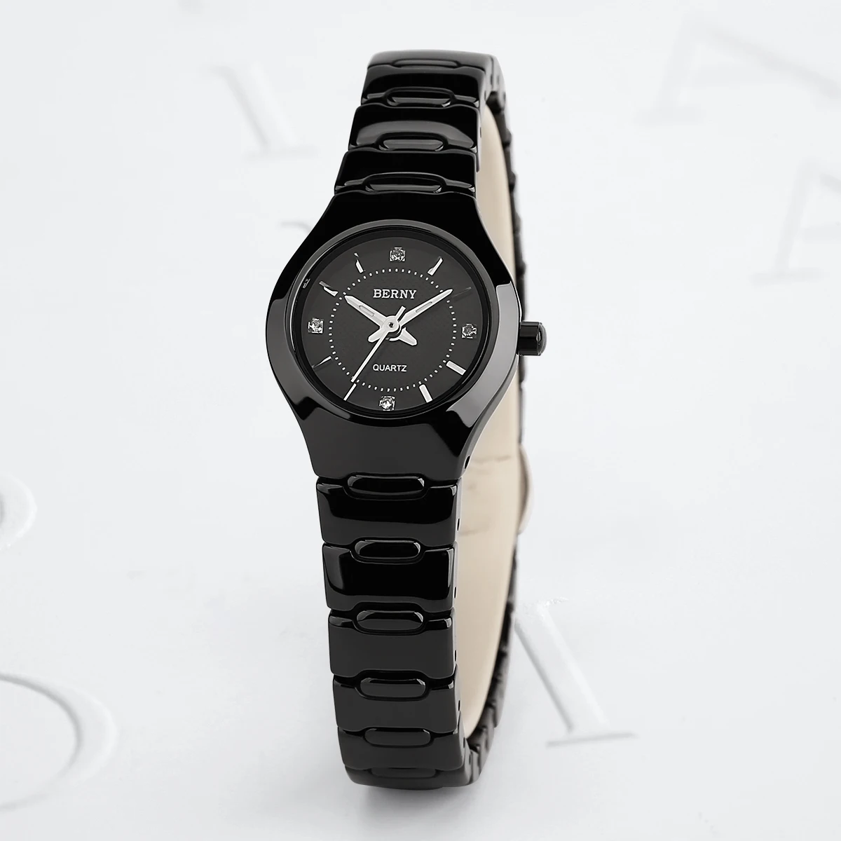 BERNY Ceramic Quartz Watch for Men /Women Luxury Dress Black Ceramic Wristwatch Sapphire Crystal Calendar Luxury Couple Watches