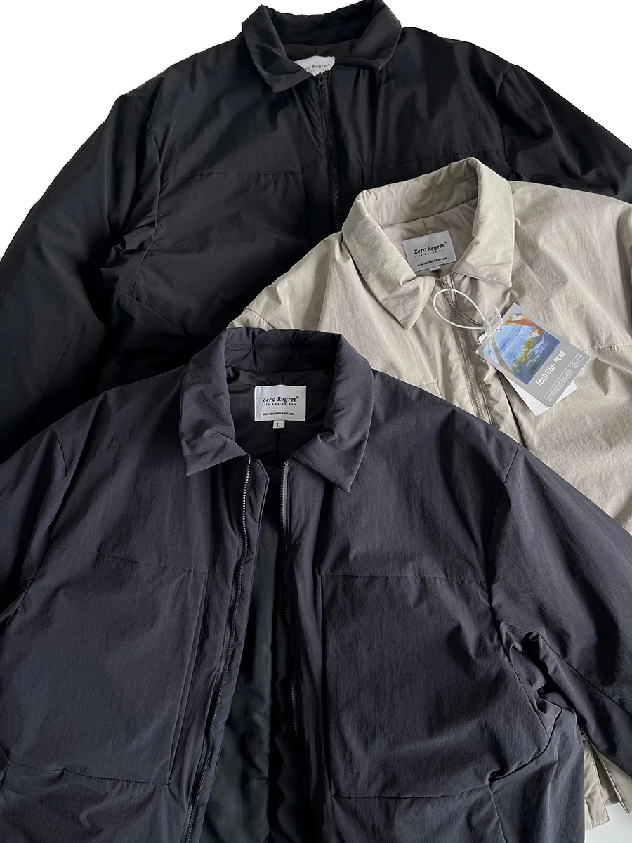 

Loose Fit Cotton Jaet Men's Autumn Winter Outdoor Workwear Multi ket Sle Warmth Casual Cleanfit Polyester Fiber