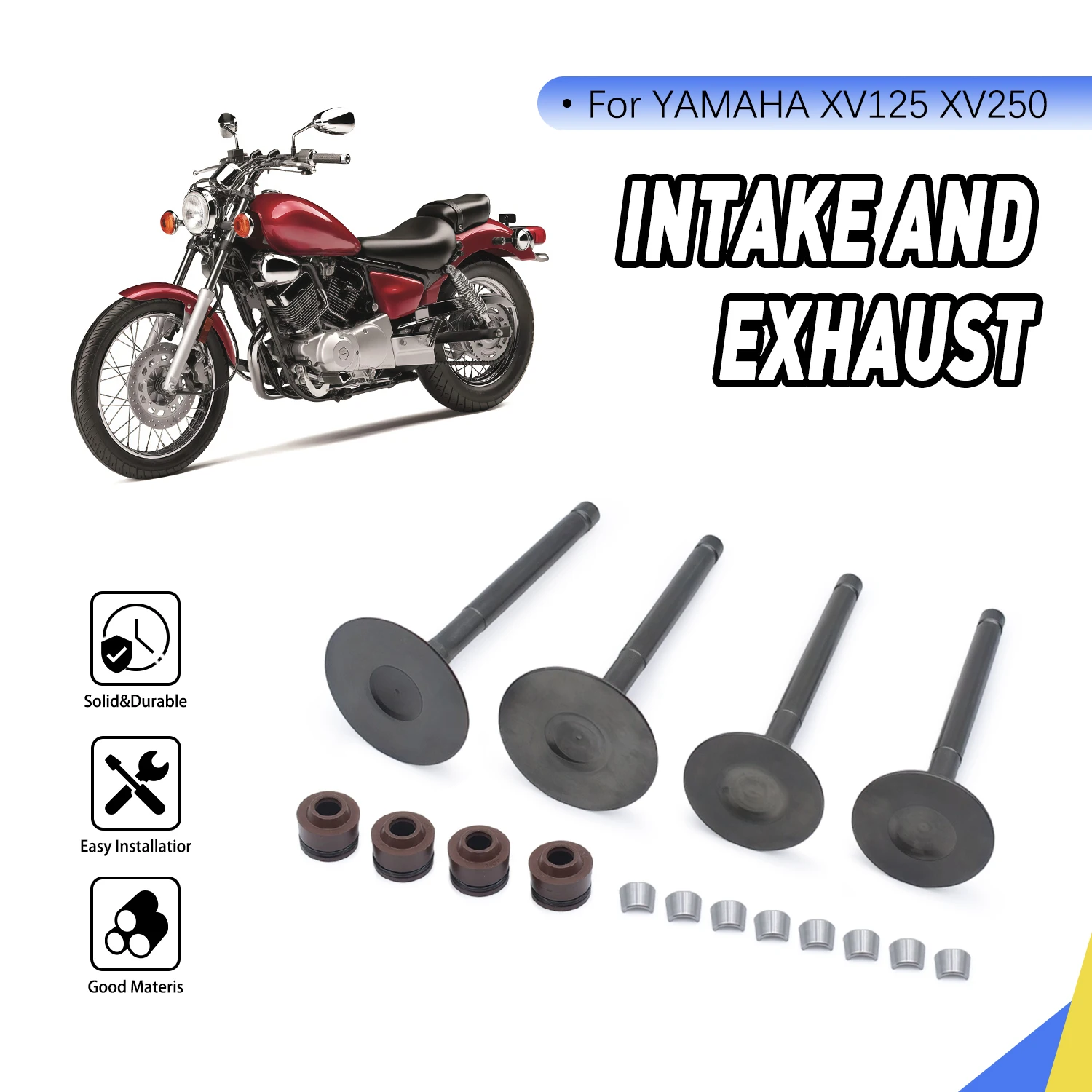 

Motorcycle Part Intake Exhaust Valves Engine kit For YAMAHA XV125 XV250 Virago XVS250 SRV250 XC125 Cygnus YFM80