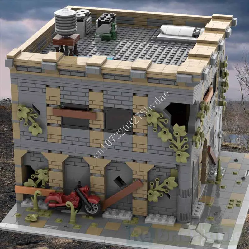 1722 pçs modular abandonado gunshop moc criativo vista de rua modelo blocos de construção arquitetura educação montagem modelo brinquedos presente