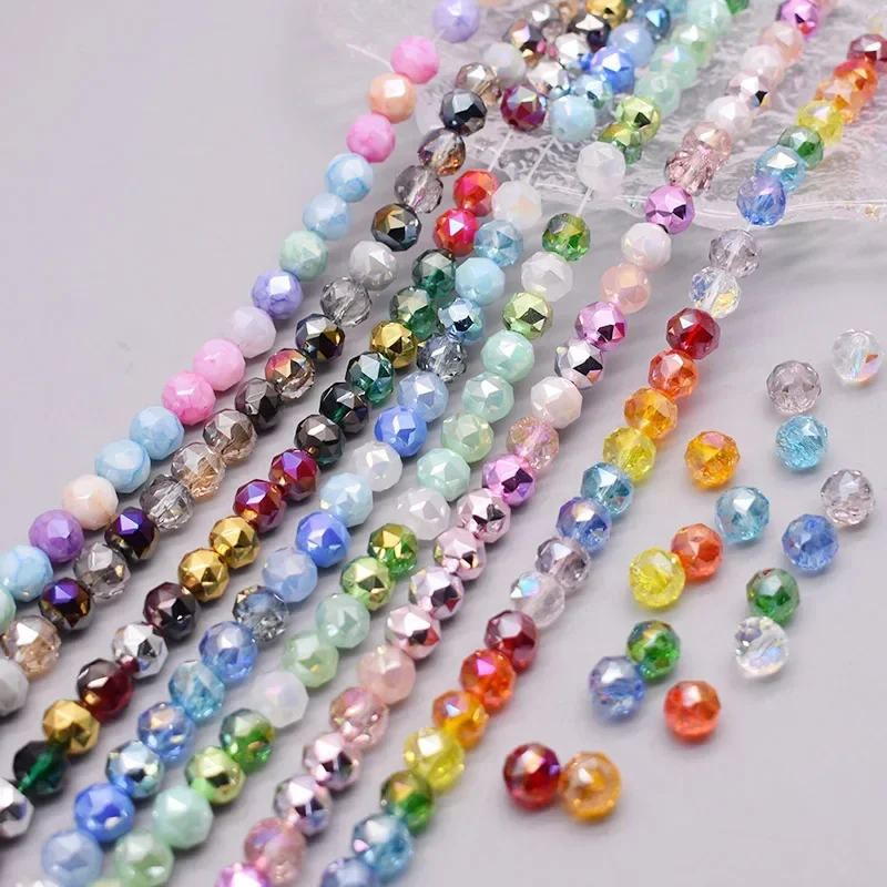 Mixed 8mm 30pcs/bag Multi Cutting Surface Flower Ball Crystal Glass Beads Faceted Round Ball Loose Beads For Jewelry Making DIY