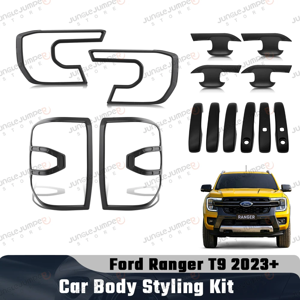 

Car Body Styling Kit for Ford Ranger T9 2023 2024 2025 ABS Matte Black Rear Lamp Protector Door Handle Bowl Cover Car Accessorie
