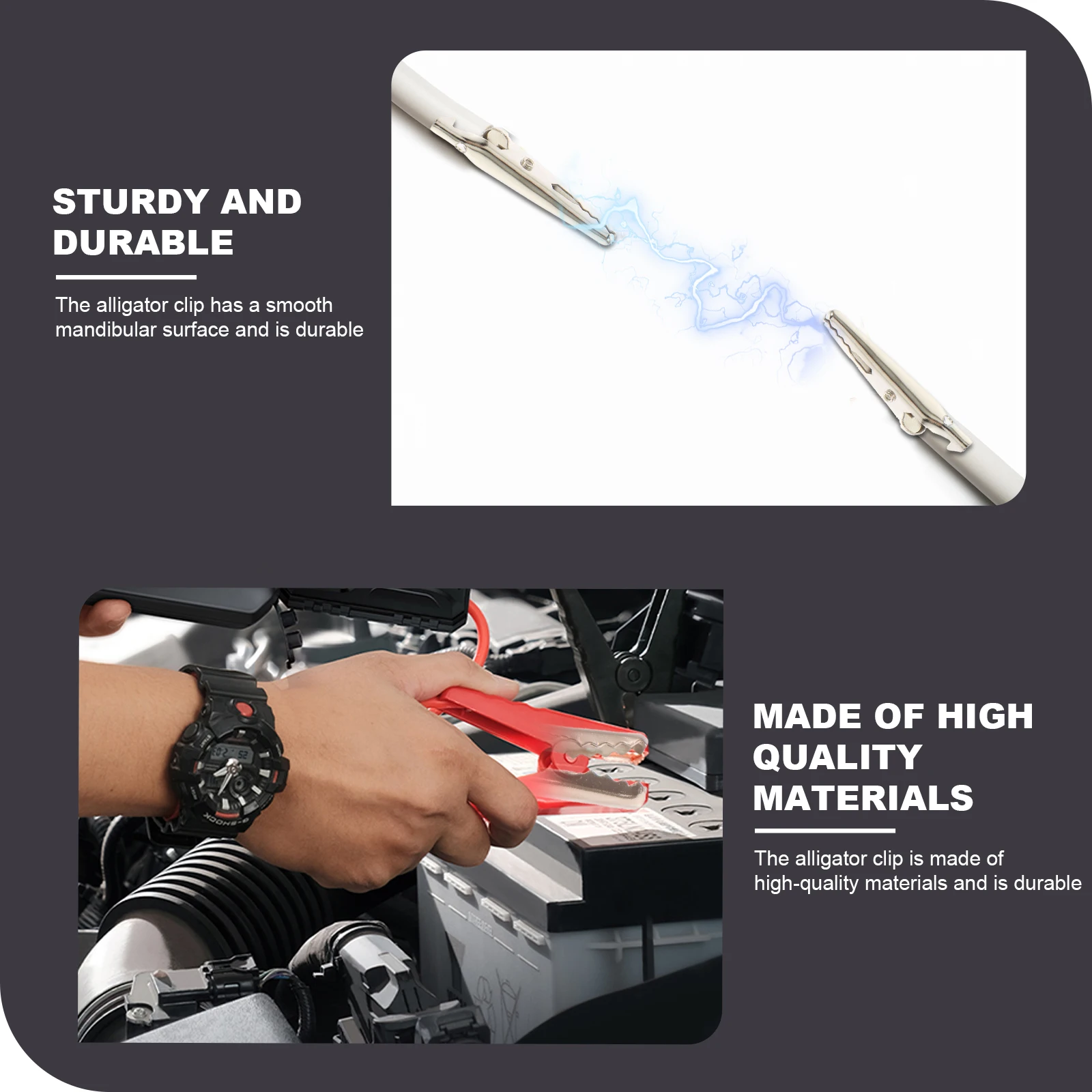 

50 pcs Electroplated Alligator Clips Metal Cable Fixators Flat Charging Clamps For Diy Soldering Automotive Home Use Durable