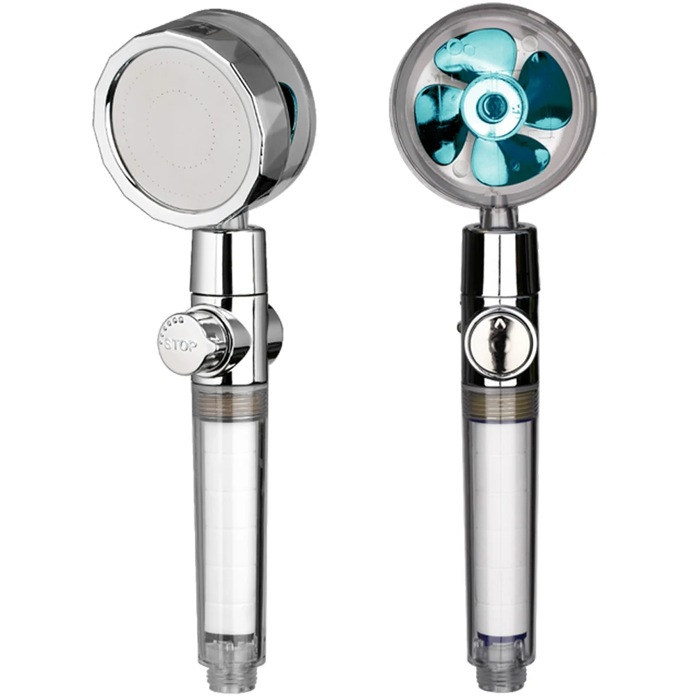 

Shower Head 5 Filters Pressurized Water Saving Flow 360 Degrees Rotating With Small Fan Spray Nozzle Bathroom Accessories