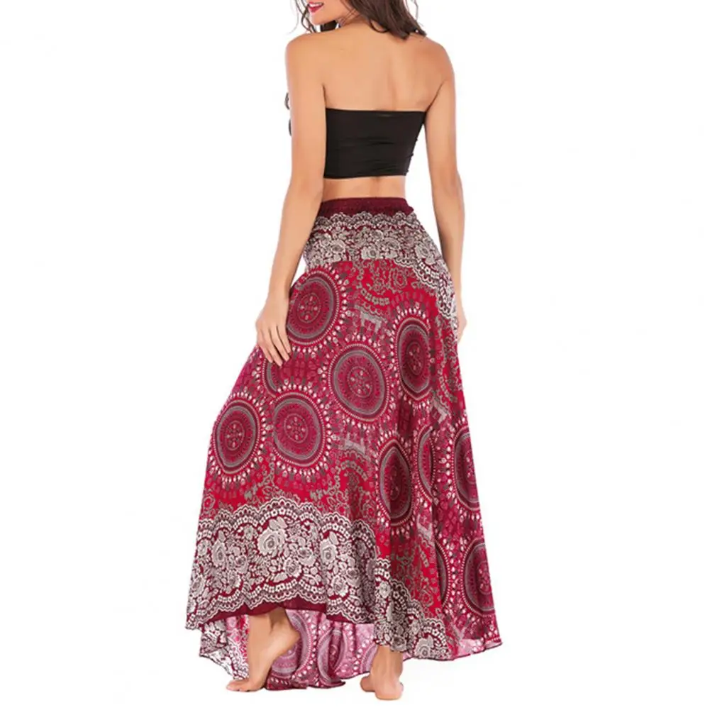 Vintage Women Dress Print Loose-fitting Washable Dress-up Cotton Silk A-Line Skirt Summer Dance Skirt