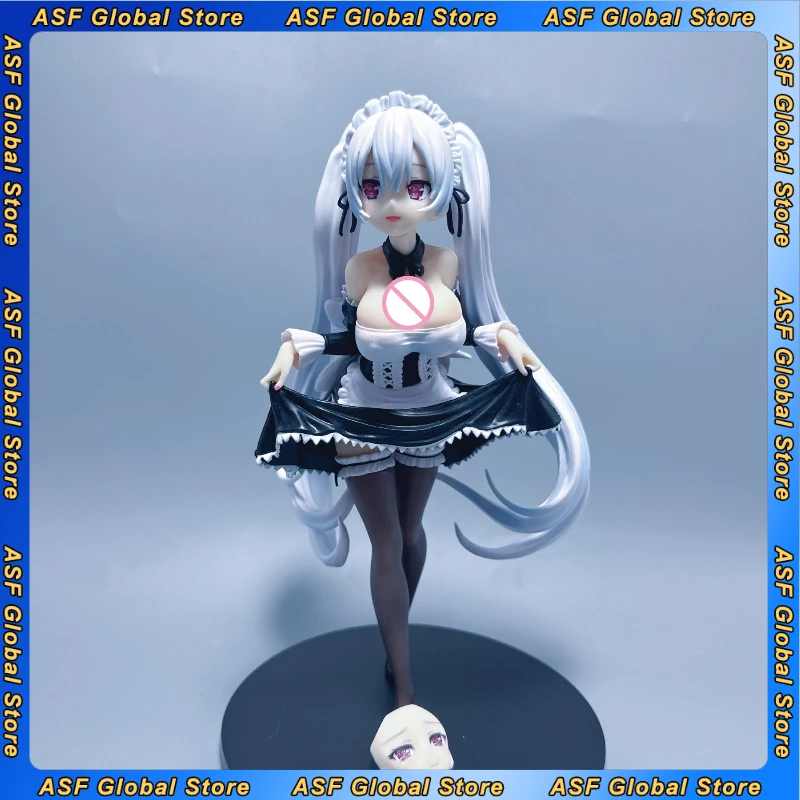 

New 25cm White Hair Girl Anime Figure Maid Outfit Model Desktop Decoration PVC Statue Ornaments Toys Collection Festival Gifts