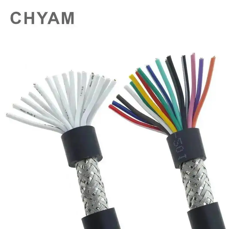 20AWG 0.5mm2 Wire And Cable Multi-core Shielded Cable RVVP 2/3/4/5/6/7/8/10/12/14/16/20/24 Anti-interference Control Line Signal