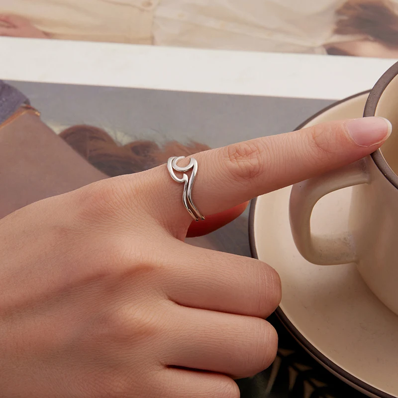Women's 925 Sterling Silver V Style Double Layer Ring