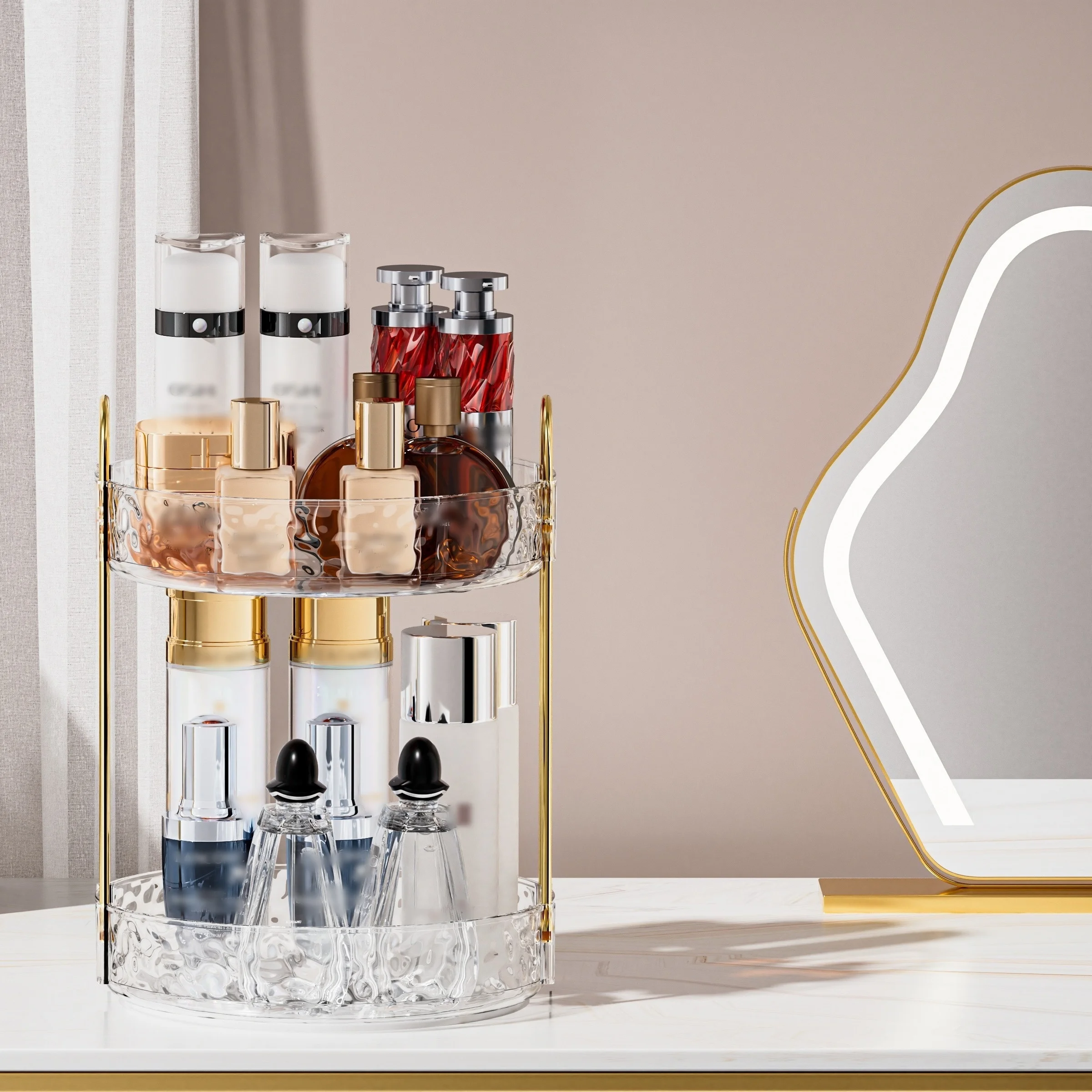 

Luxury Multi-layer Rotating Rack For Cosmetics And Office Supplies