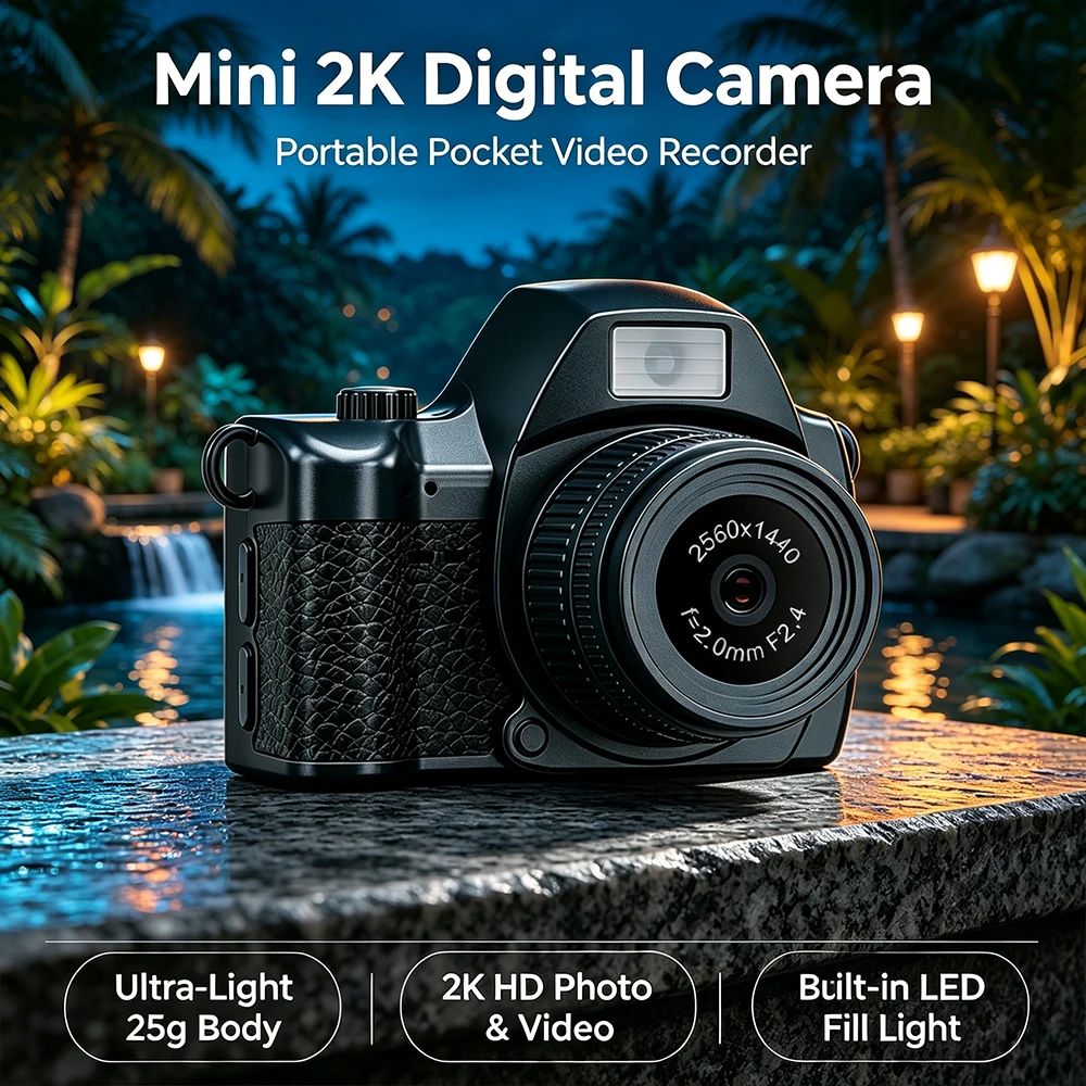 25g Tiny Pocket Digital Camera 2K Video Recording 1.47