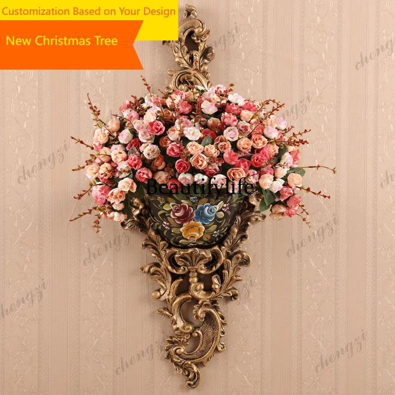 45 European wall hanging flower  decoration creative retro wall hanging decoration living room background wall decoration