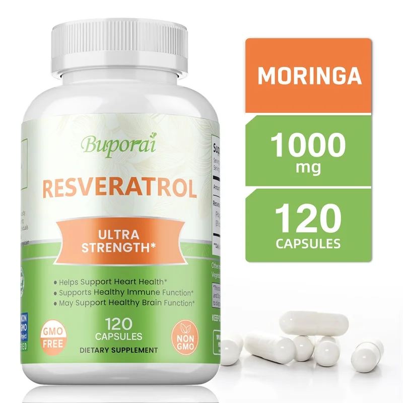 

Resveratrol Extract Capsules - Antioxidants, Smooth Skin, Promotes Heart and Cardiovascular Health, Boost Immunity
