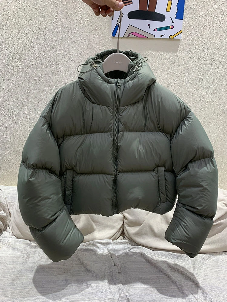 Doudoune courte à capuche ultra légère pour femme, pardessus chaud, manteau décontracté, parka de proximité, hiver, 2024