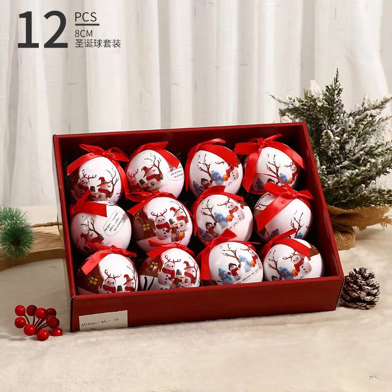 12pcs 8cm Light Luxury Christmas Ball Ornaments Design Christmas Tree Party Decoration New Year Christmas Spheres Pendant 2024