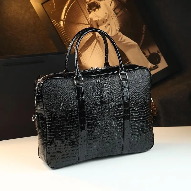 New Luxury Pu Leather Business Men's Briefcase Alligator Pattern Male Shoulder Bag Men Boy Casual Tote Computer Messenger Bag