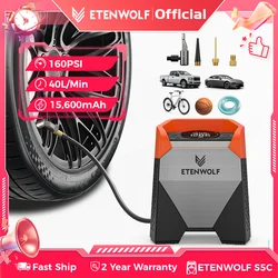 ETENWOLF ZEPHYR S5C Portable Tire Inflator Heavy-Duty Car compressor 160PSI &15600mAh for Pickups Car Tires Motorcycles