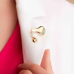 Science Flask Pin Inlay Luxury Natural Zircon Chemical Experiment Equipment Beaker Silver-Plated Metal Brooch Badge