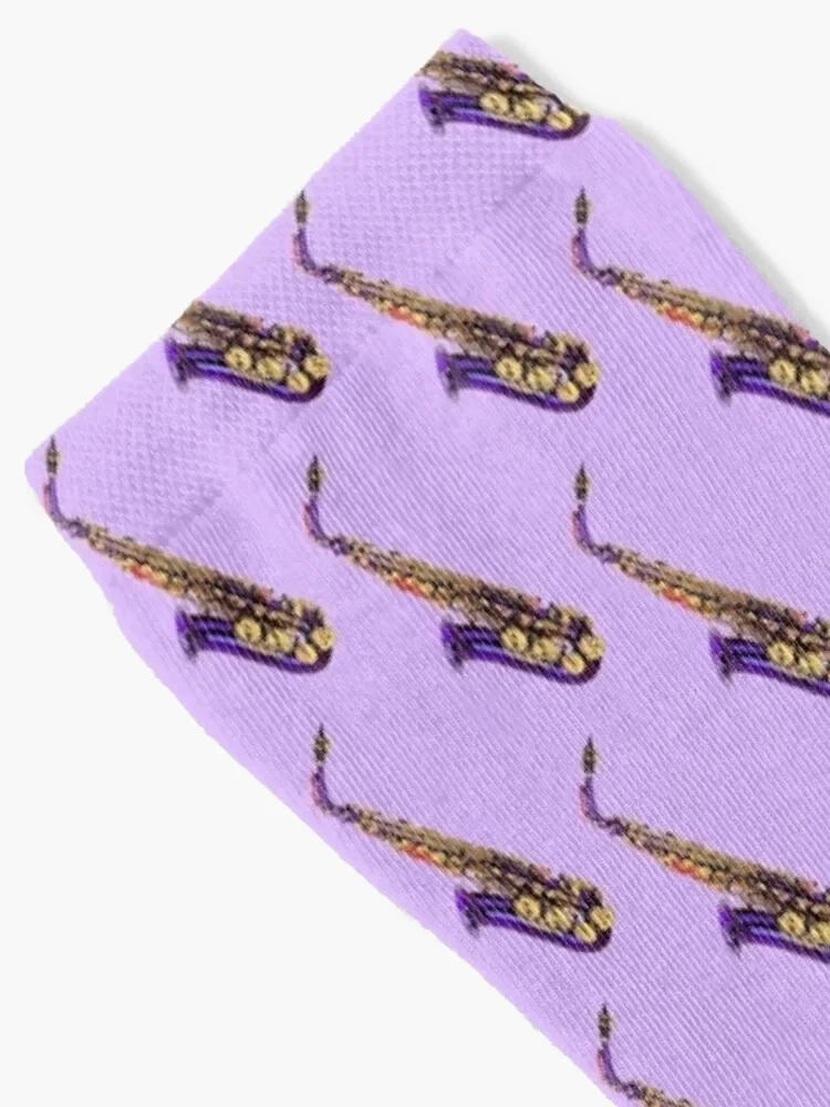 Alto Saxophone Purple Violet & Gold Socks winter gifts colored funny gifts moving stockings Men Socks Luxury Brand Women's