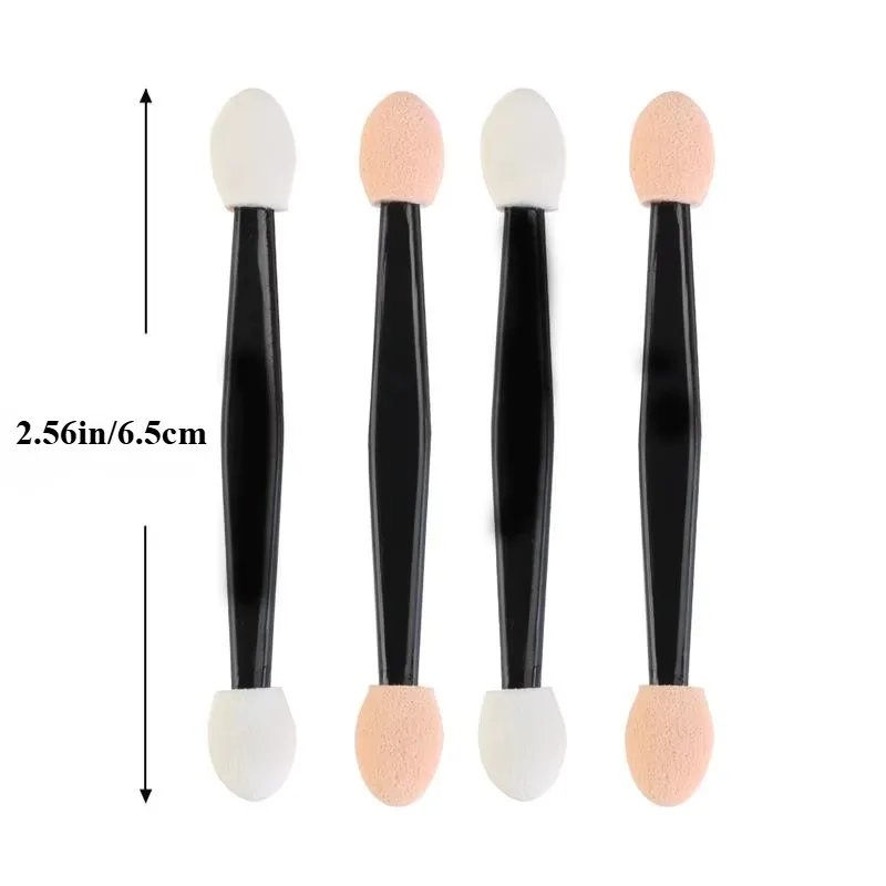 100pcs 6.5cm Double-headed อายแชโดว์ Latex ฟองน้ําทิ้งแปรงอายแชโดว์ขนาดเล็กแบบพกพาเครื่องมือแต่งหน้าความงามหัวแปรง