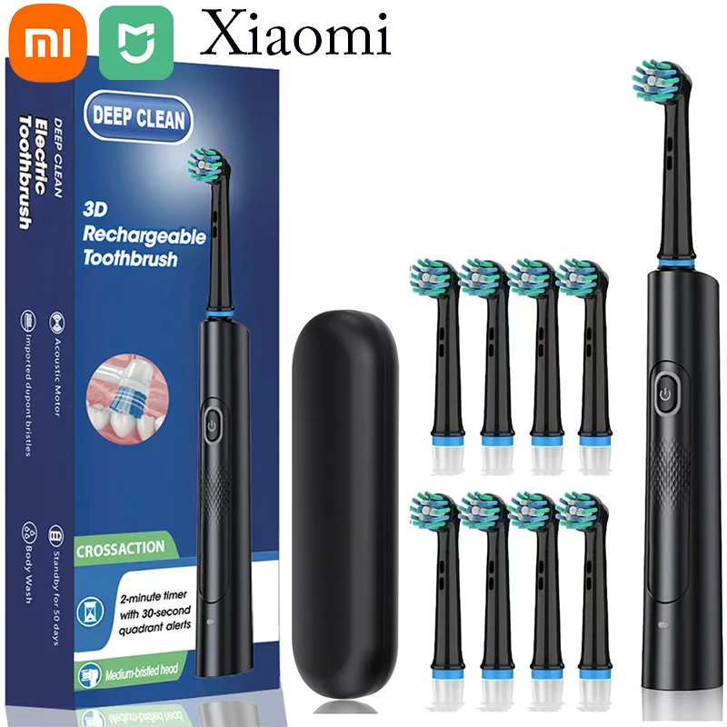 Xiaomi Rotating Electric Toothbrush for Adults with 4 Brush Heads Deep Clean with Rechargeable Power and 2 Min Smart Timer