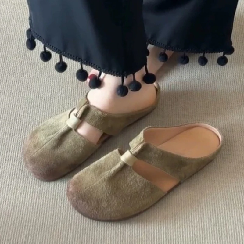 Damen-Mules-Schuhe: Flache Slipper, lässige Slingback-Sandalen, Sommermode 2026, bequeme Pantoletten für Damen