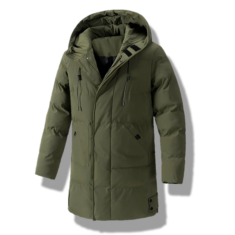 Kurtka męska zimowa 8XL, gruba, ciepła, z kapturem, długi płaszcz, modna, codzienna, ocieplana bawełną, parka, odzież wierzchnia, top.