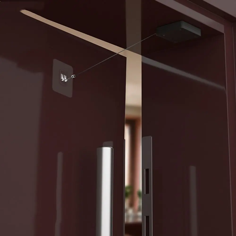 Black White Telescopic Door Device Punch Free Non Punching Door Closing Device Bold Wire Pull Telescopic Automatic Door Device