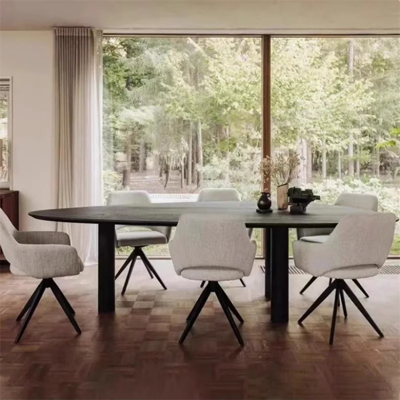 طاولة مؤتمرات غير منتظمة للمكتب من الخشب الصلب، طاولة طعام مكتبية منزلية بسيطة وحديثة #5