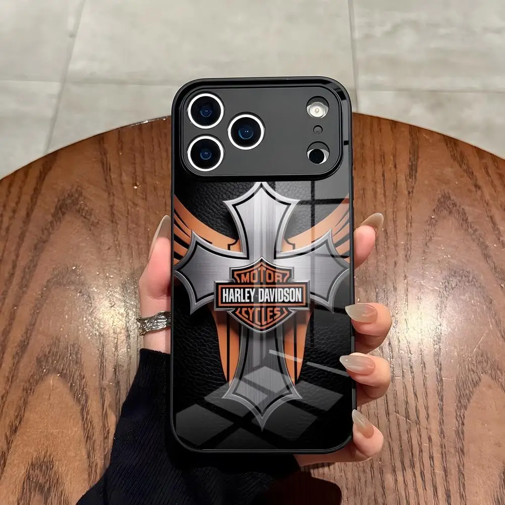 Cool H-Harley Car d-Davidson Phone Case for Iphone 17 Air 16 15 14 12 11 13 Pro Max Mini X Xr Xs Se Puls glass Cover view 4
