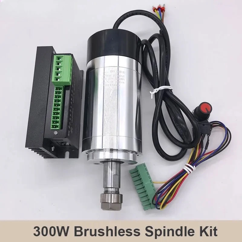 Brushless 300W High-Speed Air-Cool Spindle Motor 0.3KW DC 36V 13000 RPM MACH3 with ER11 Collet And 55mm Clamp for CNC Machines