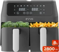 EVVO Freidora doble 8L 2800W - 66.99 € EVVO Freidora doble 8L 2800W
